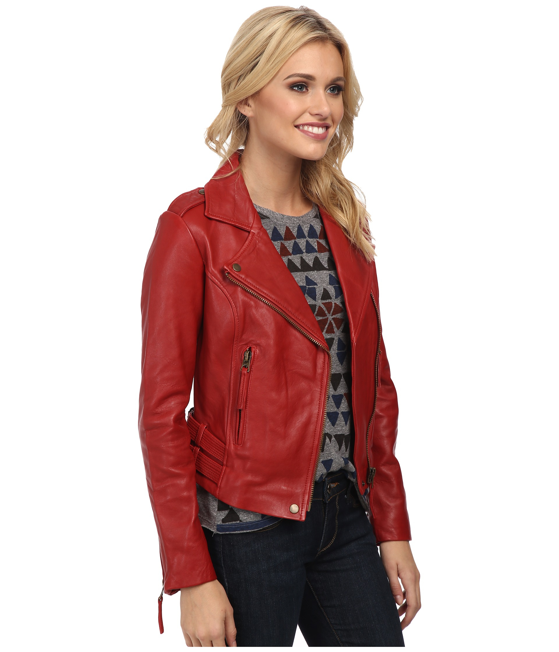 Lucky Brand Major Moto Jacket in Red Lyst