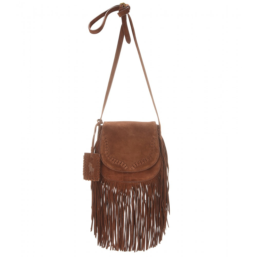 Polo ralph lauren Fringed Suede Shoulder Bag in Brown | Lyst