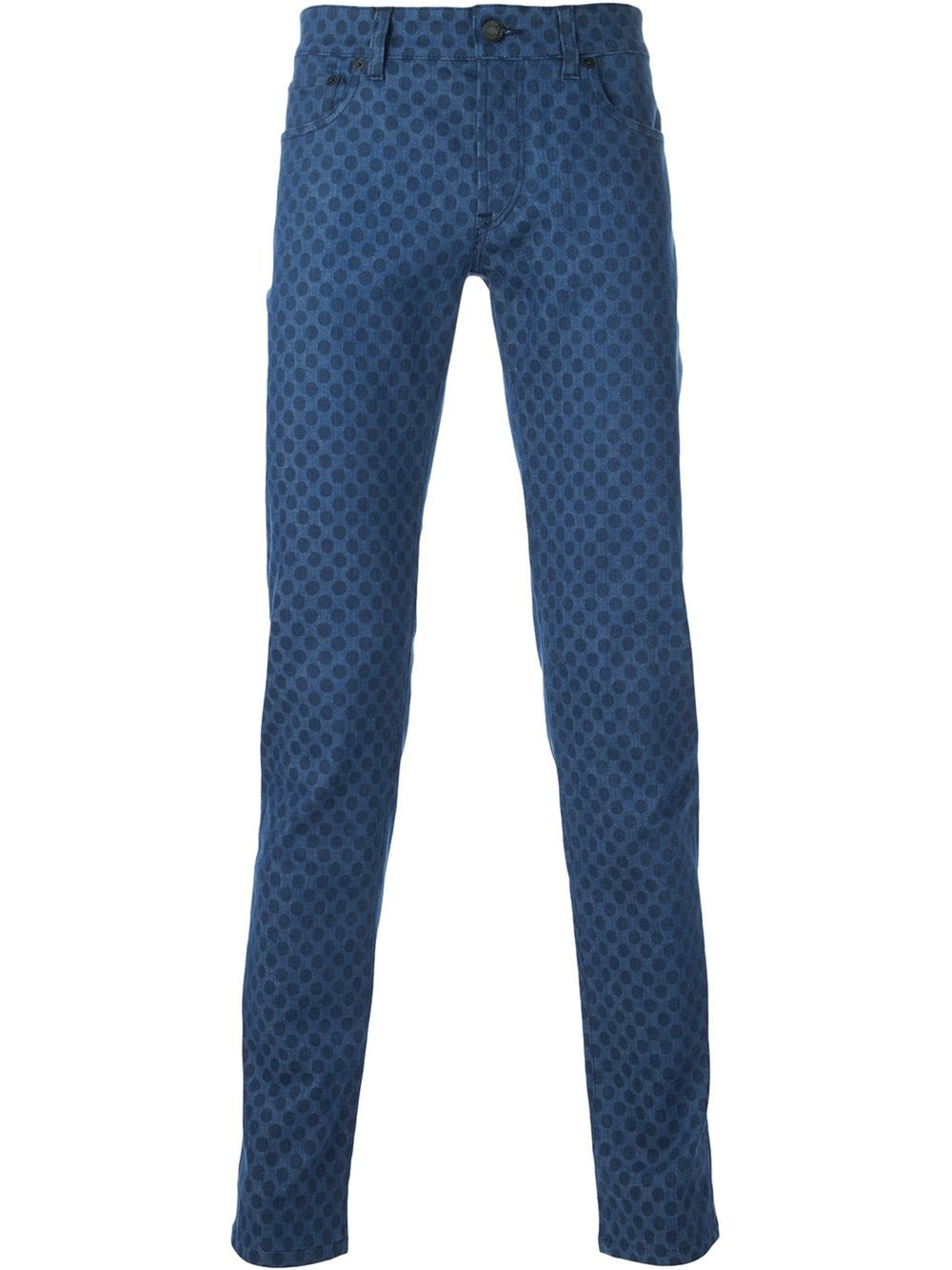 blue polka dot trousers