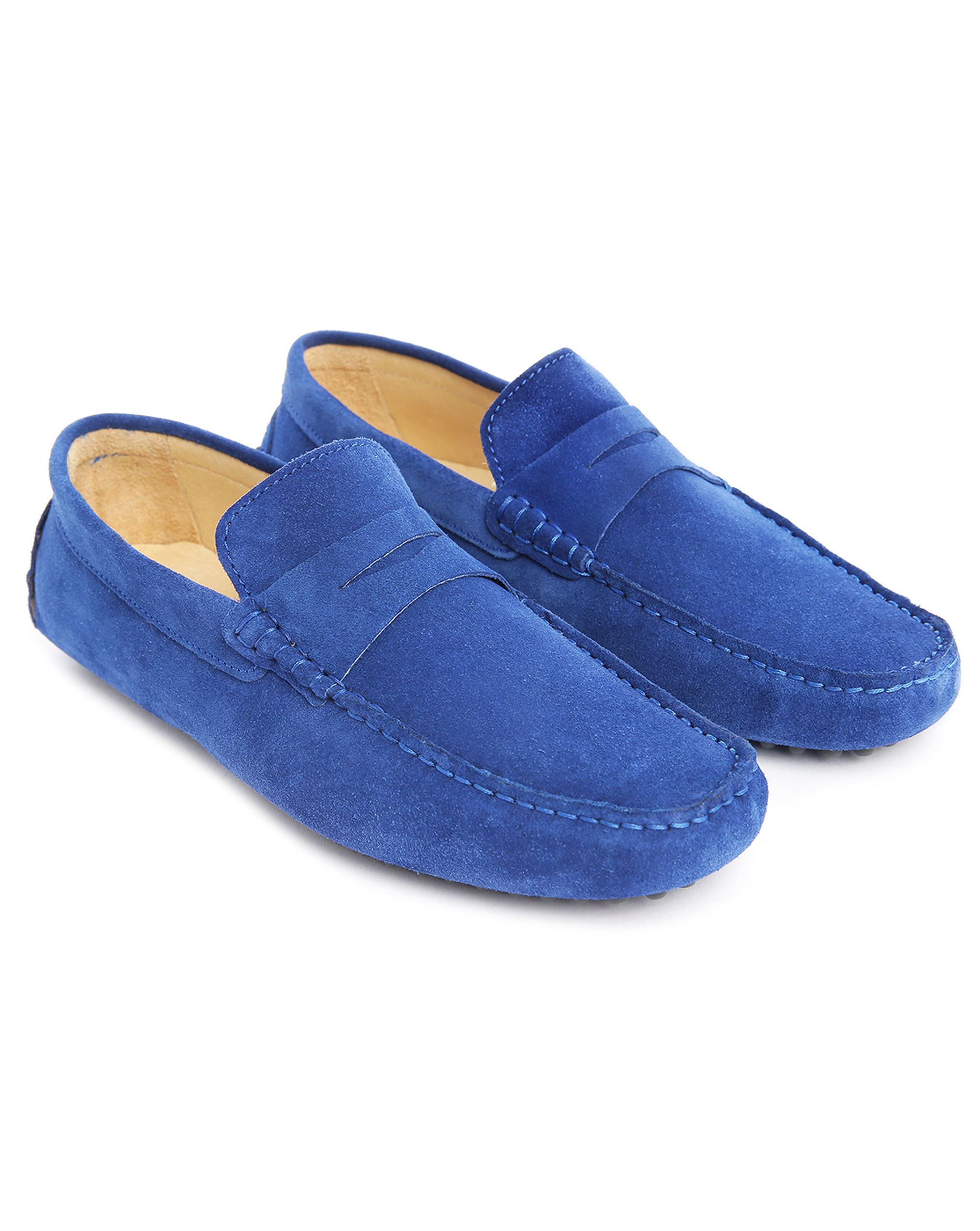 M.studio Roger Cobalt Blue Leather Strap Loafers in Blue for Men | Lyst