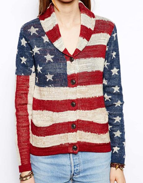 Denim & Supply Ralph Lauren American-Flag Cardigan in Red (Creambluered ...