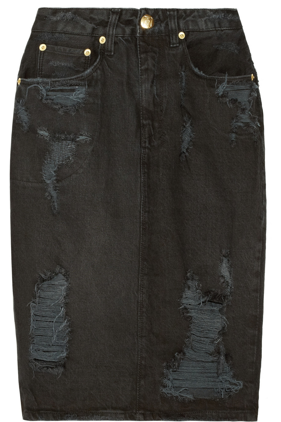 Ksubi Distressed Denim Skirt in Black | Lyst