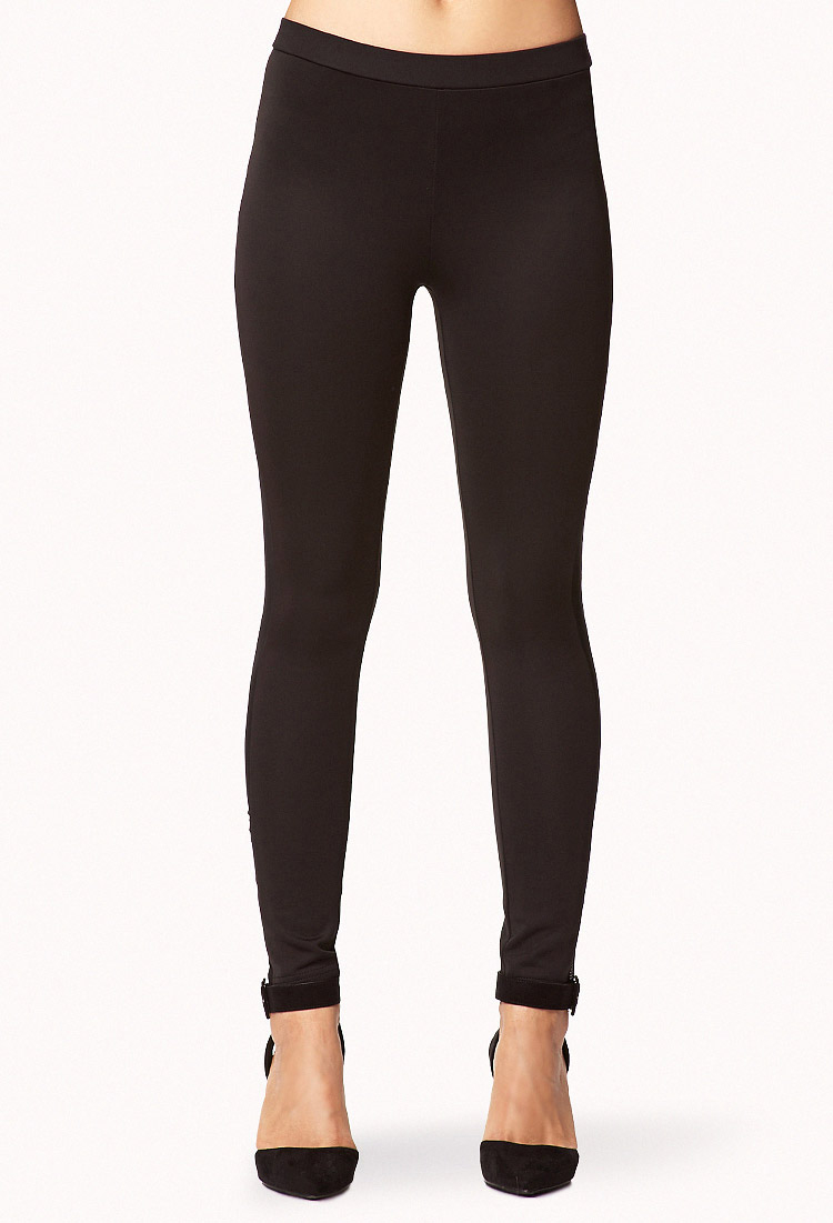 Lyst Forever 21 Mesh Panel Scuba Leggings in Black