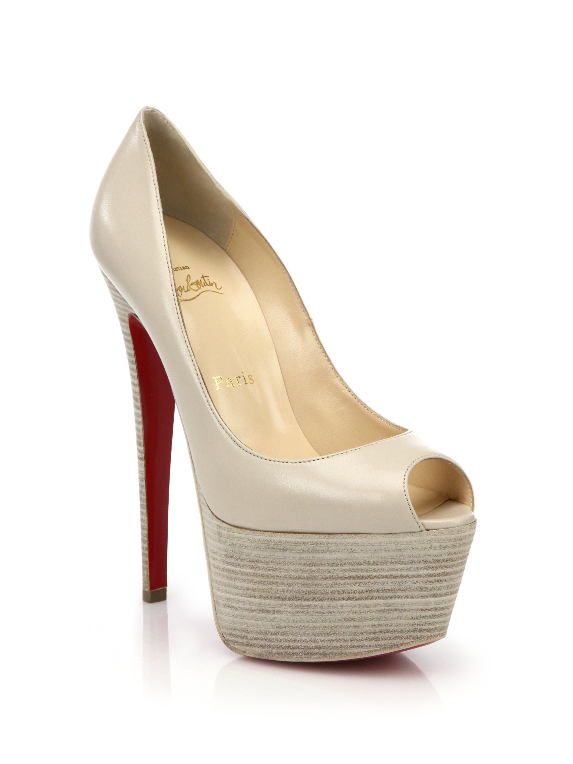Lyst - Christian louboutin Jamie Patent Leather Platform Pumps in Natural