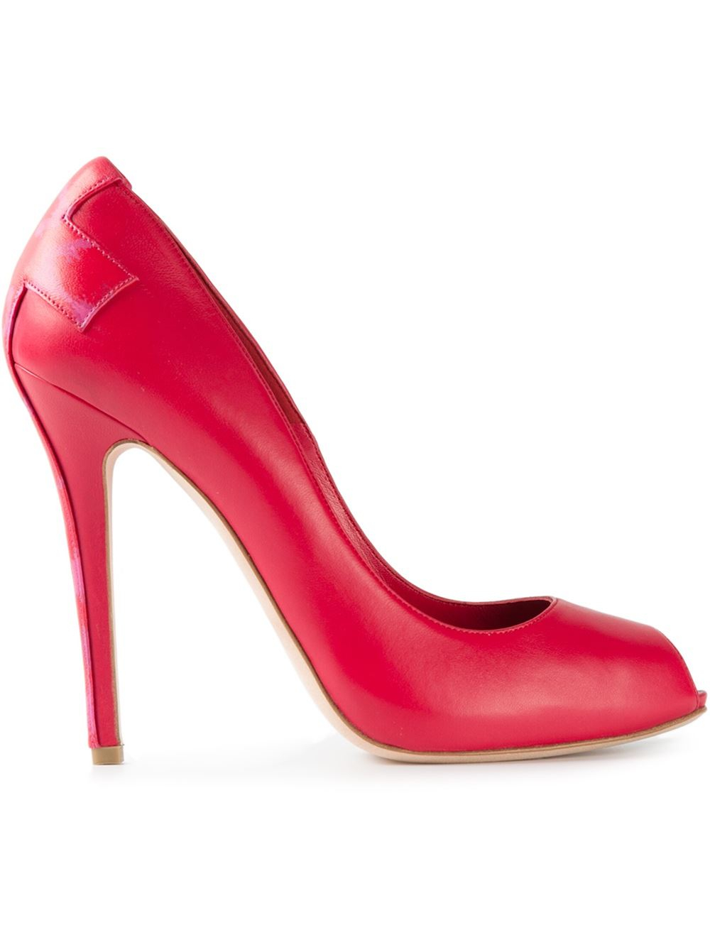red peep toe block heels