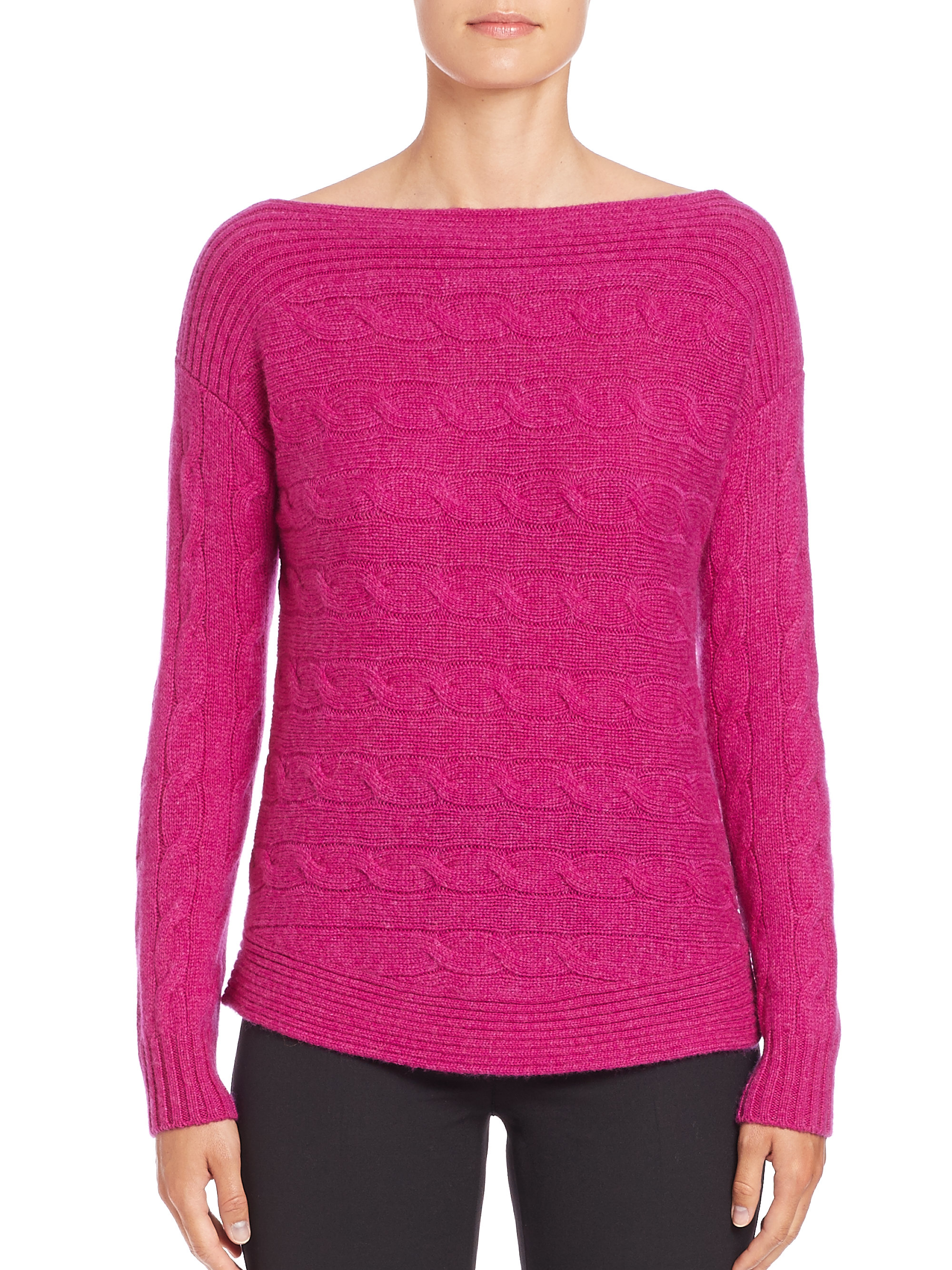 Lyst - Ralph Lauren Collection Cable-knit Cashmere Sweater in Pink