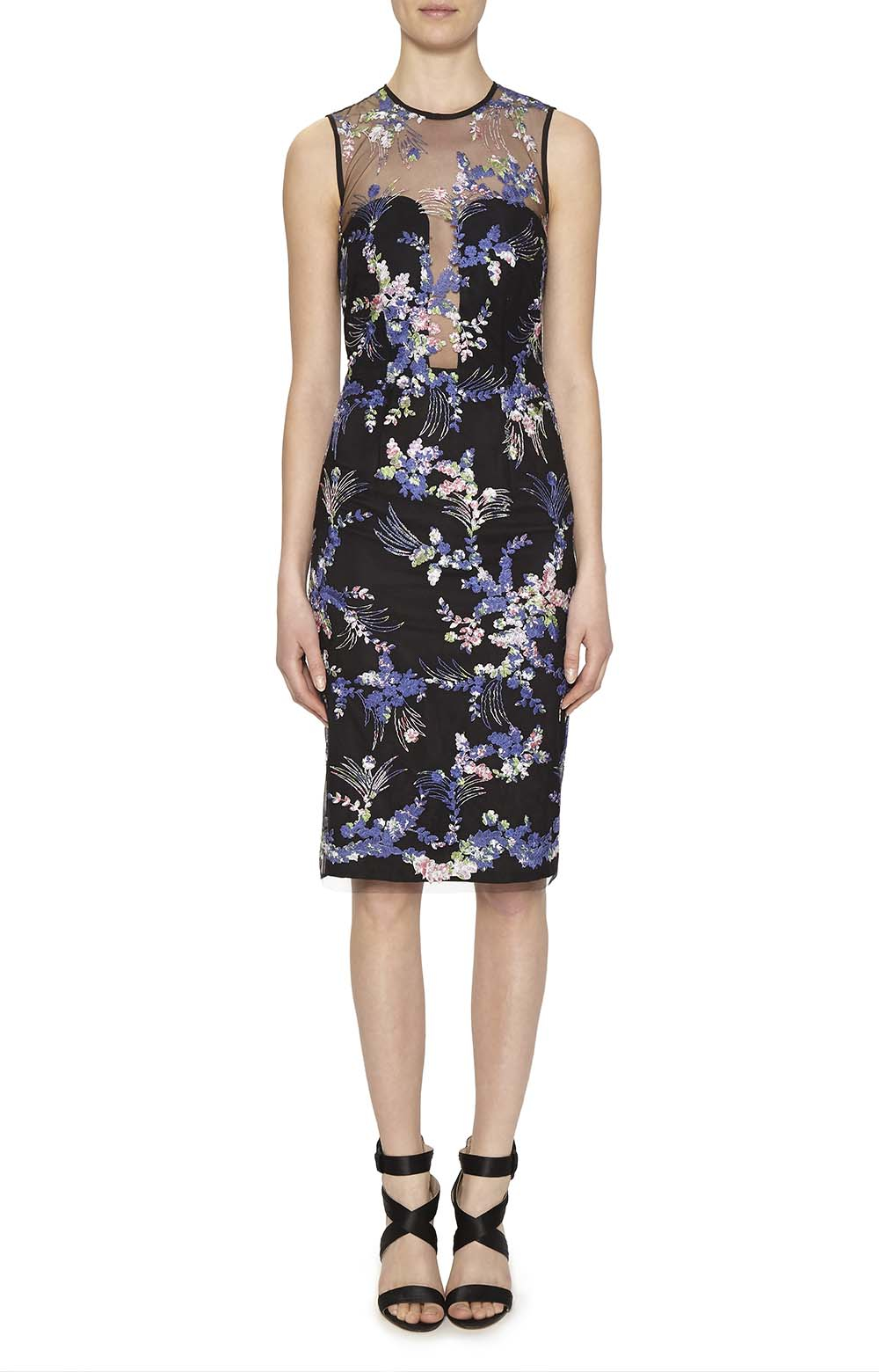 Lyst Nicole Miller Embroidered Flowers Dress In Pink Gallery