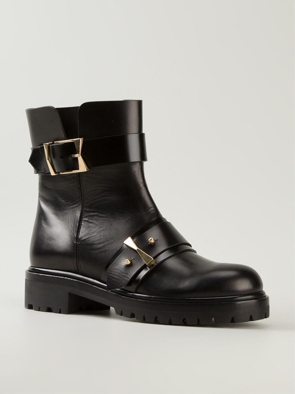 Alexander Mcqueen Buckled Boots in Black | Lyst