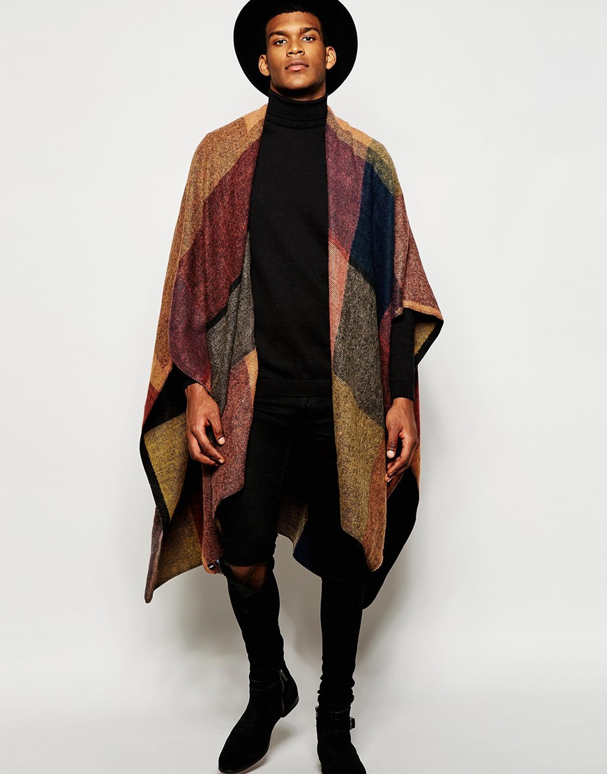 ASOS Colour Block Cape in Brown for Men - Lyst