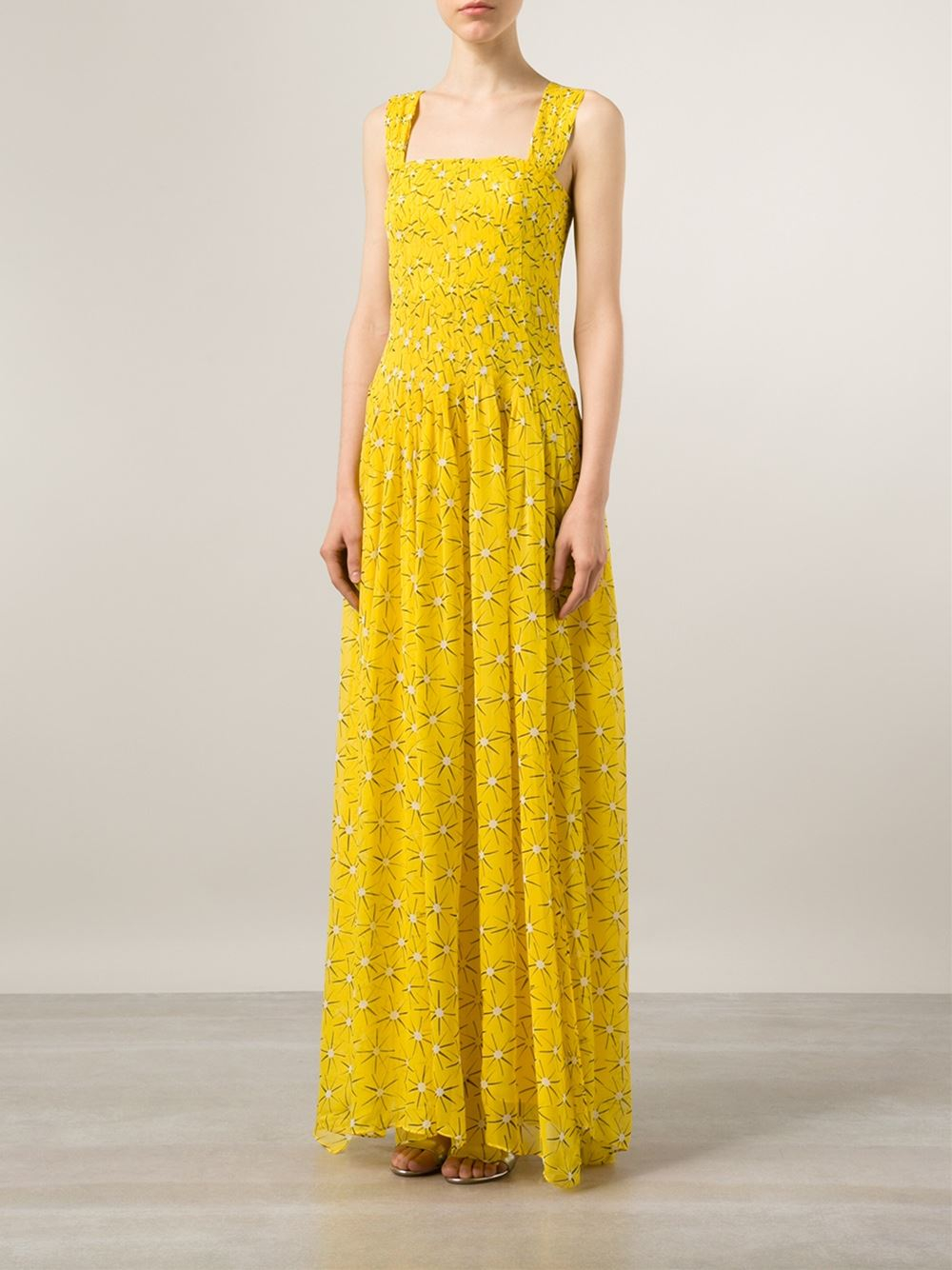Diane von furstenberg 'lillie' Pleated Chiffon Dress in Yellow (yellow ...
