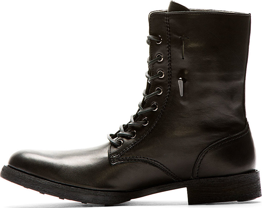 Lyst - Yohji Yamamoto Black Leather Fold_Down Biker Boots in Black for Men