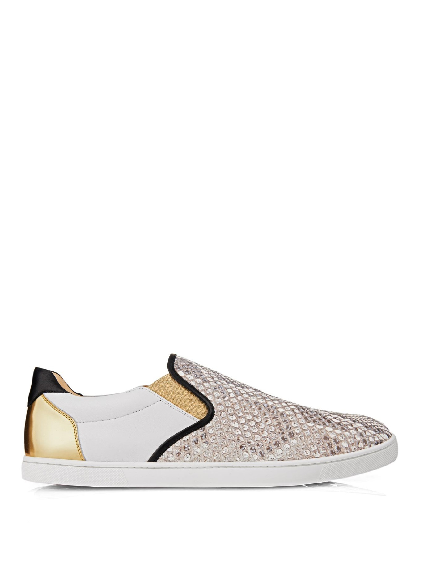 Christian louboutin Sailor Python And Leather Skate Shoes in Gold ...