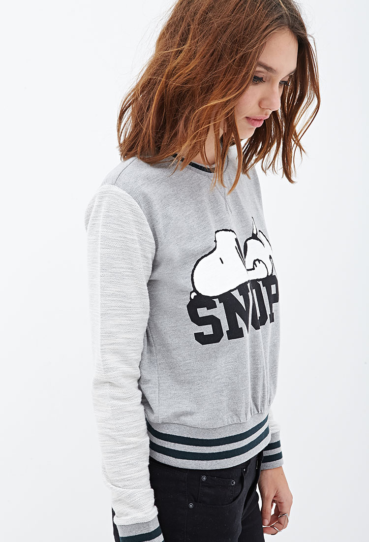 Lyst - Forever 21 Heathered Snoopy Sweatshirt in Gray