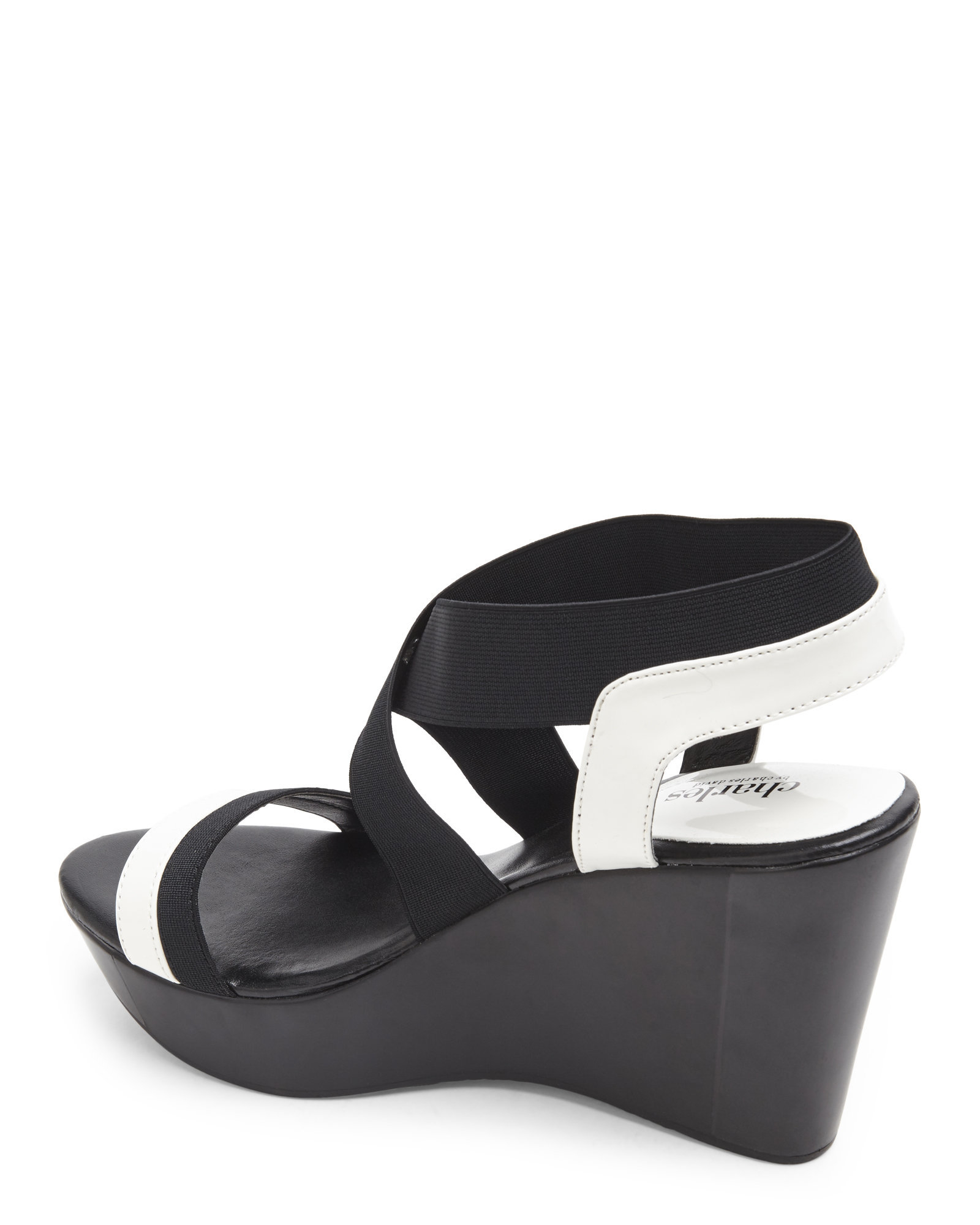 black & white wedge sandals