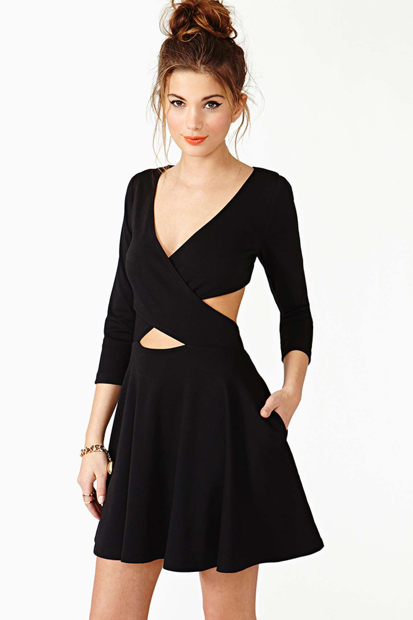 Lyst Nasty Gal Crossed  Out  Skater Dress  Black in Black