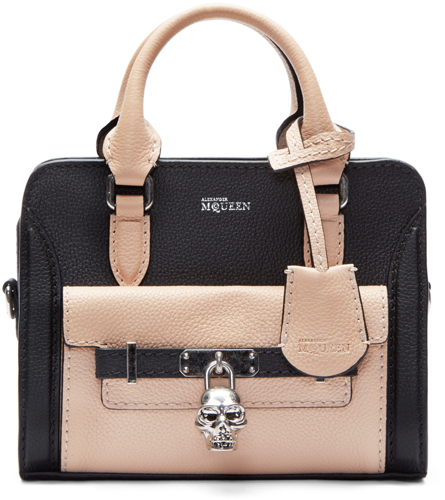 Lyst Alexander Mcqueen Black And Pink Small Skull Padlock Bag In Gallery