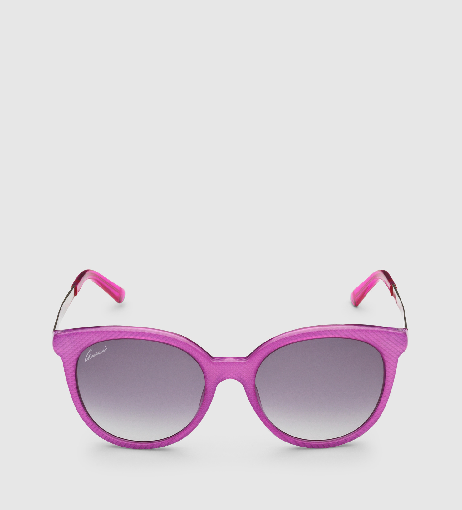 Lyst - Gucci Fuchsia Round Shape Embossed Sunglasses in Pink