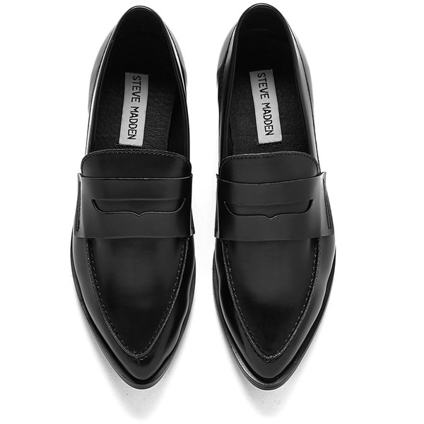Steve madden Women's Lindie Pointed Leather Penny Loafers in Black | Lyst