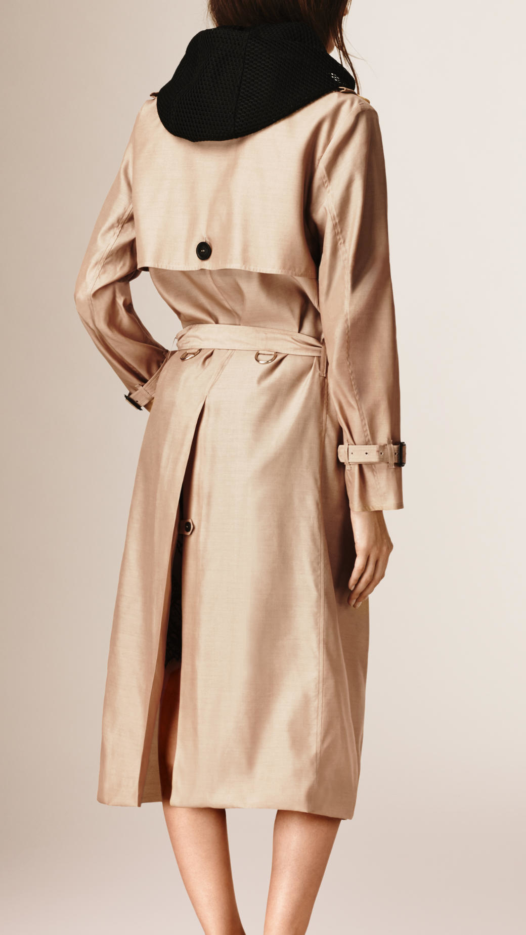Lyst Burberry Silk Wool Trench Coat in Natural