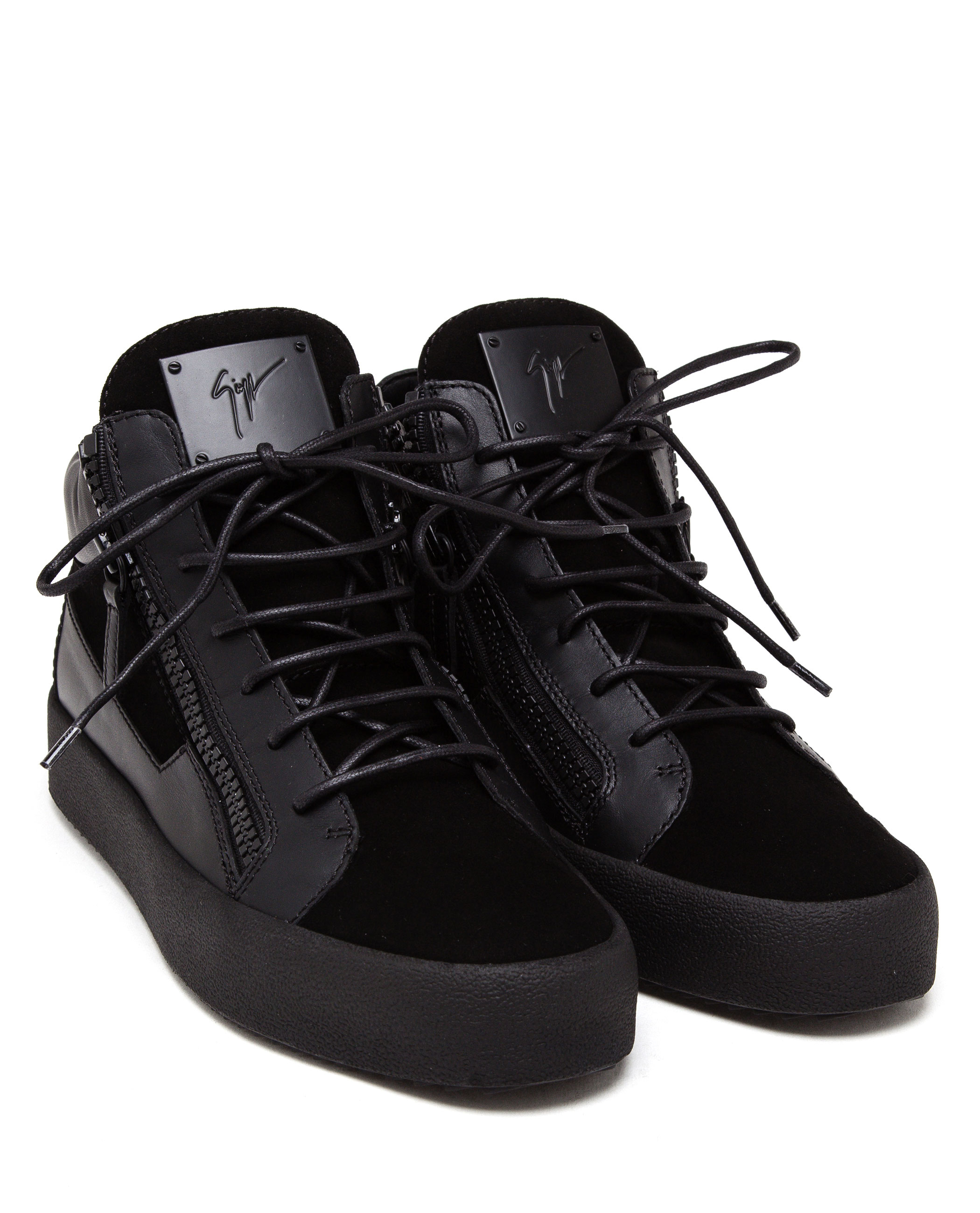 Lyst - Giuseppe zanotti Suede And Leather Mid-top Trainers in Black