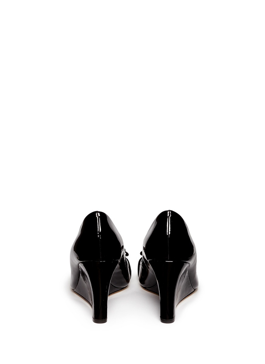 tory burch black patent leather wedge