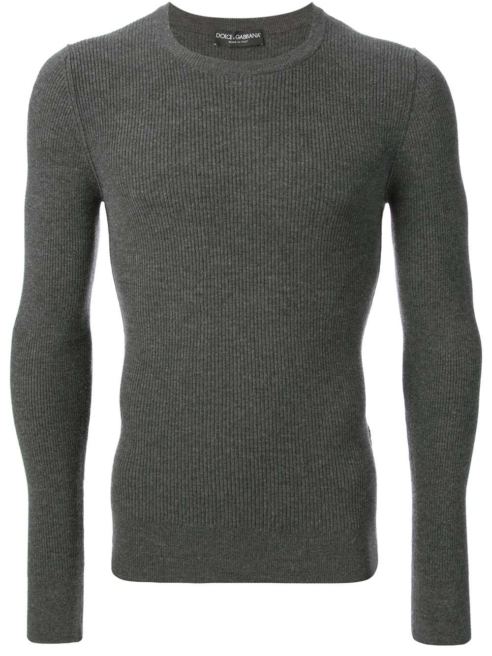 Dolce & gabbana Fitted Ribbed Sweater in Gray for Men | Lyst