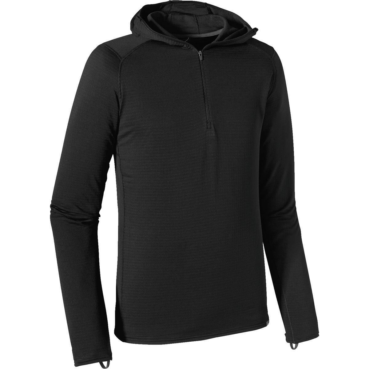 Patagonia Fleece Capilene Thermal Weight Hooded Zipneck Top in Black