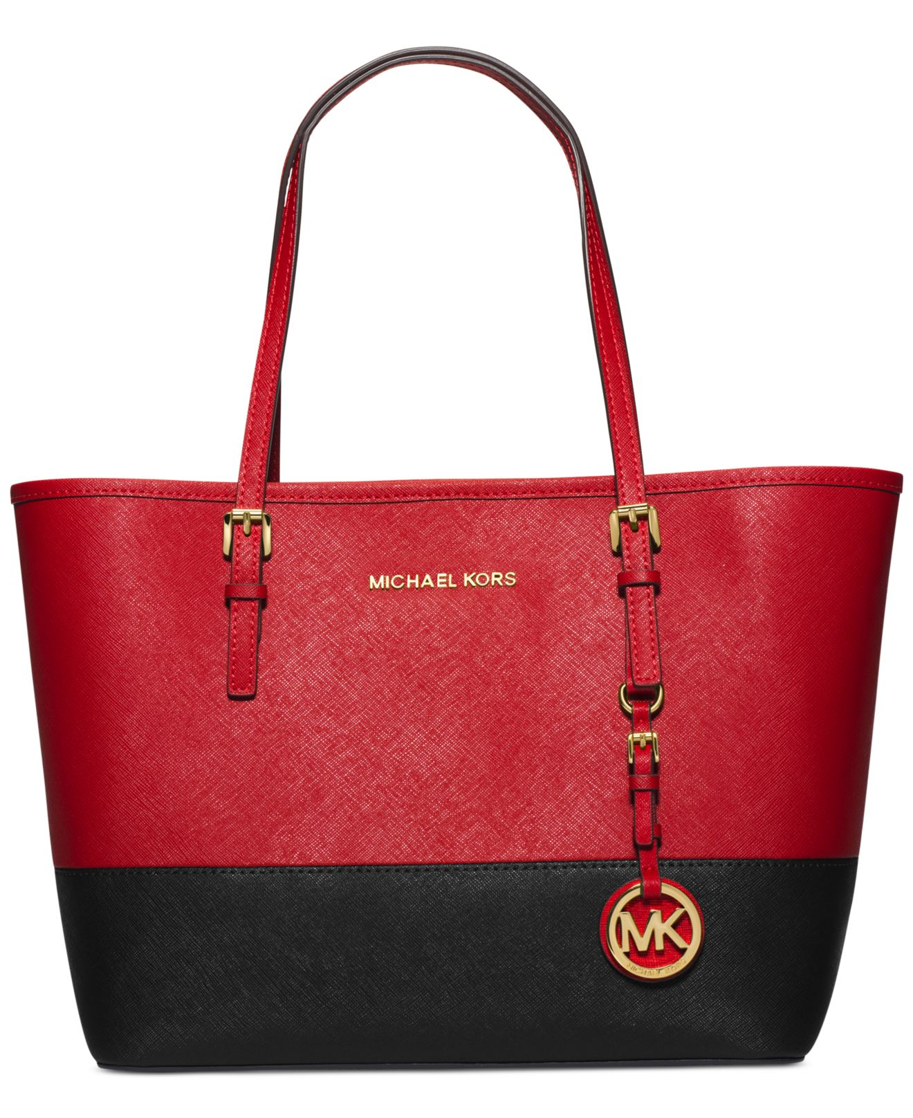 red travel tote bag