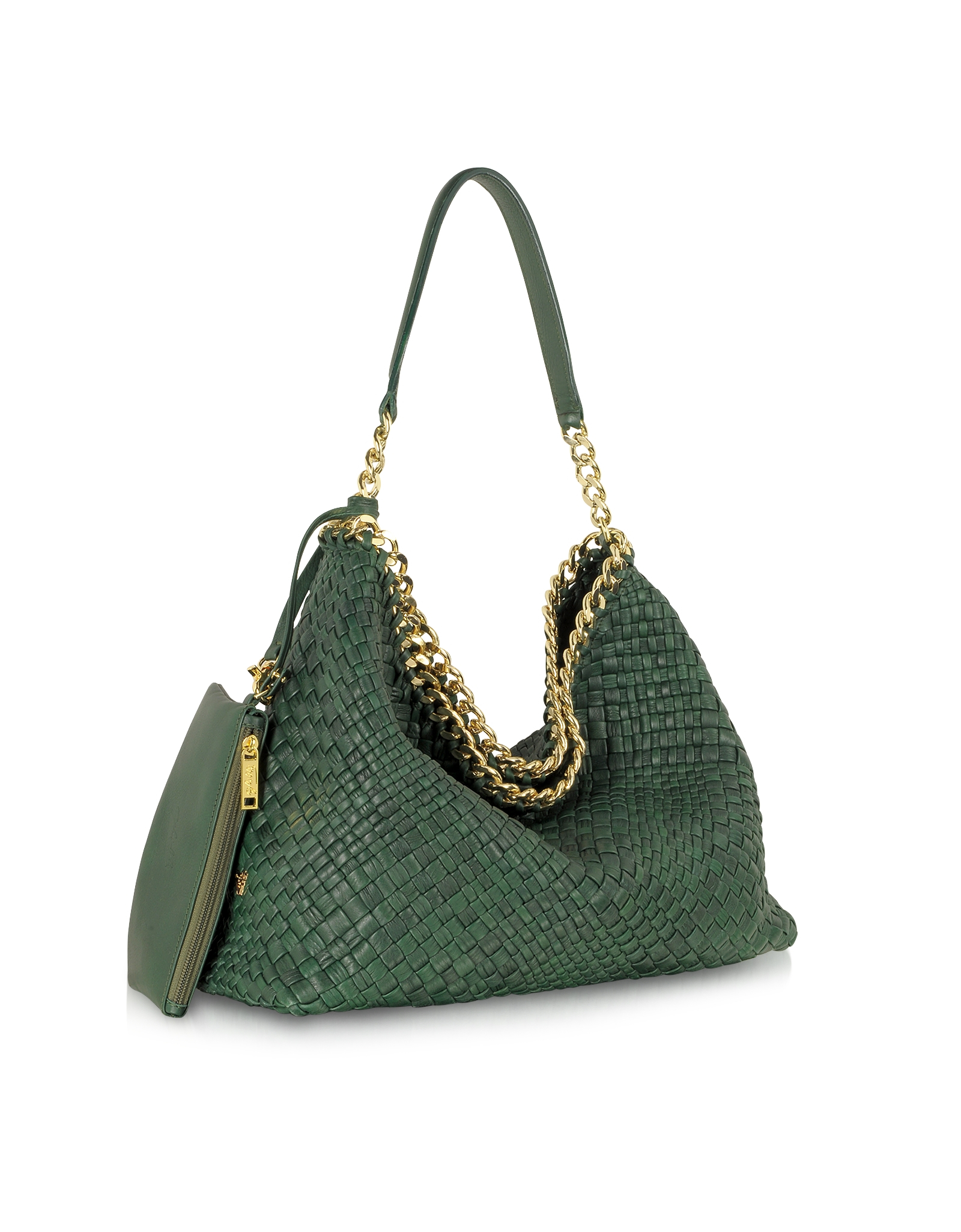 Lyst Ghibli Emerald Green Woven Leather Shoulder Bag In Gallery