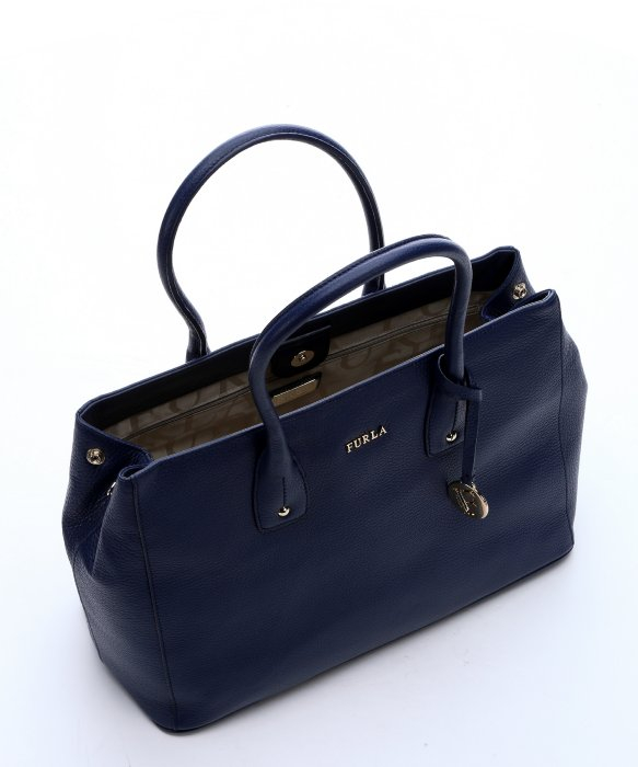 Lyst Furla Navy Leather Serena Medium Tote Bag In Blue