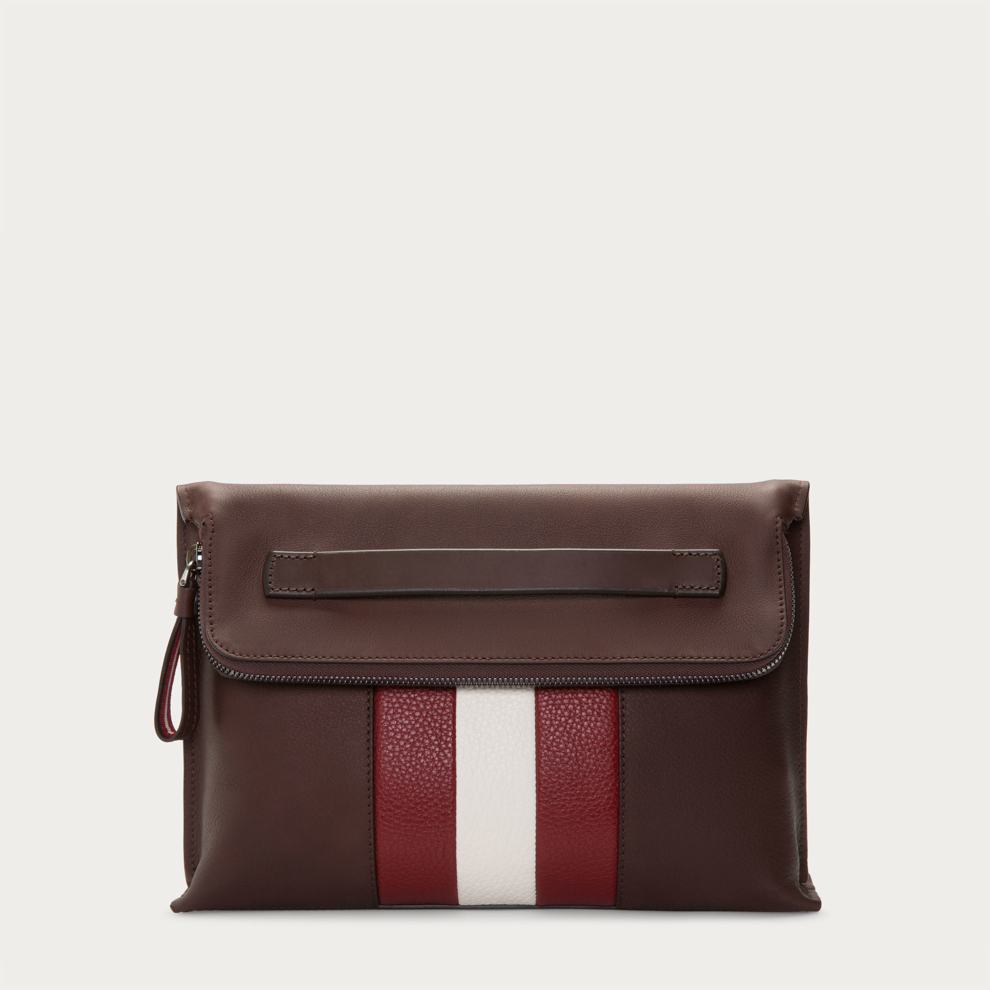 Bally Benjy Men ́s Leather Stripe Clutch Bag In Chestnut in Brown for Men | Lyst