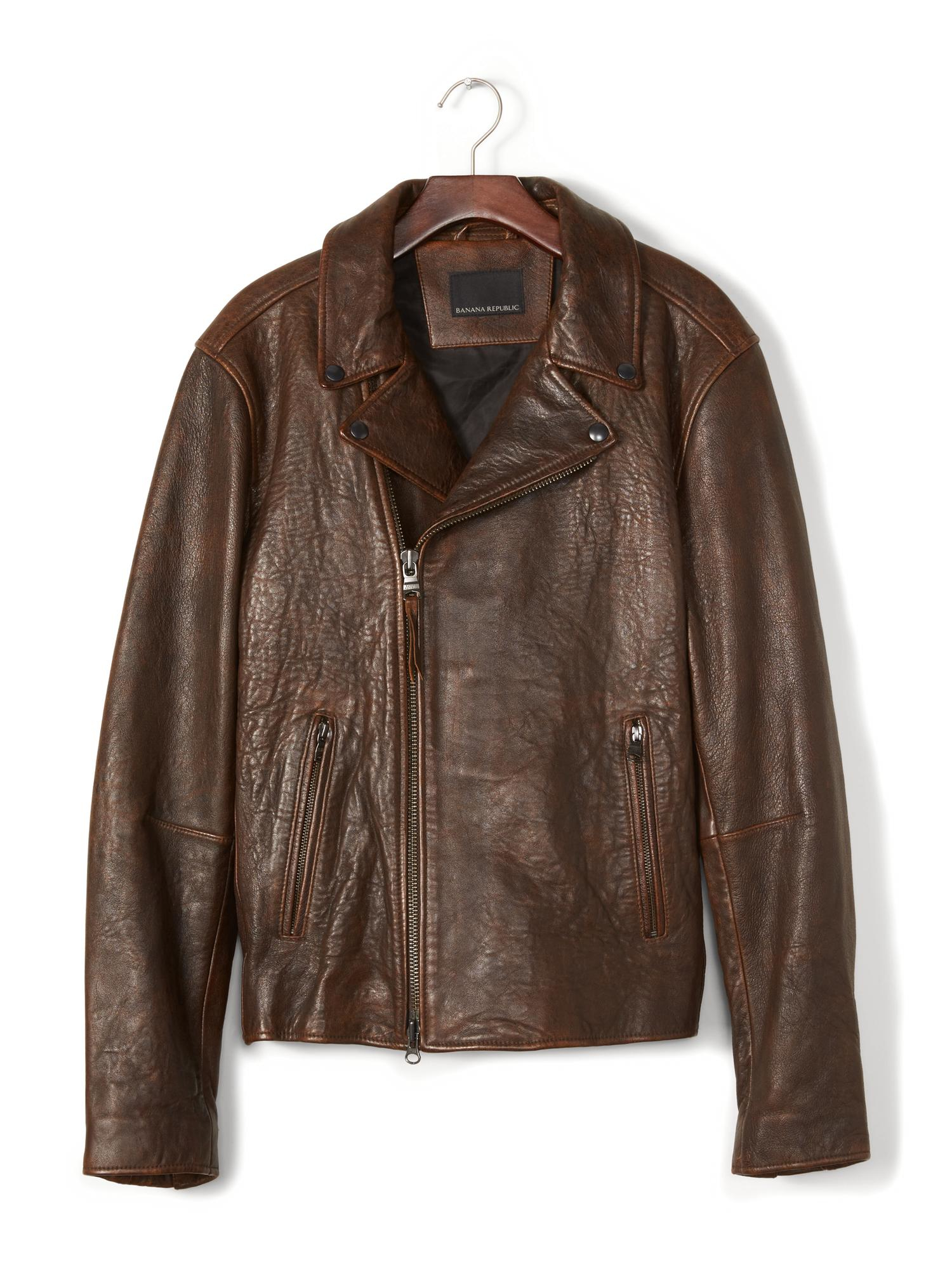 Lyst - Banana Republic Leather Moto Jacket in Brown for Men