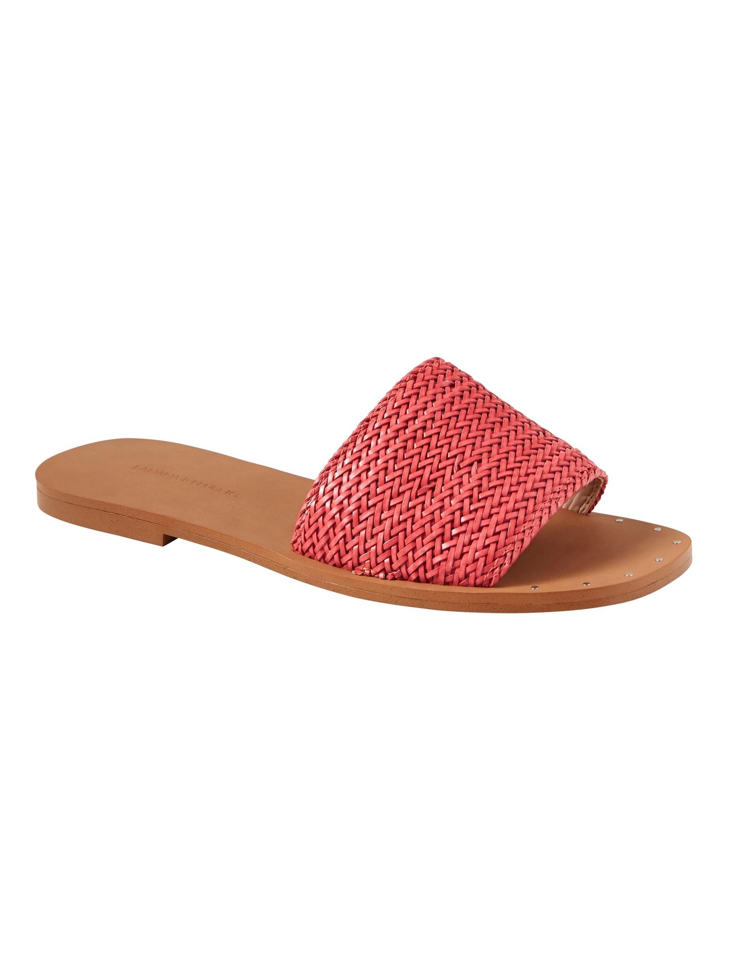Banana Republic Woven Slide Sandals in Red - Lyst