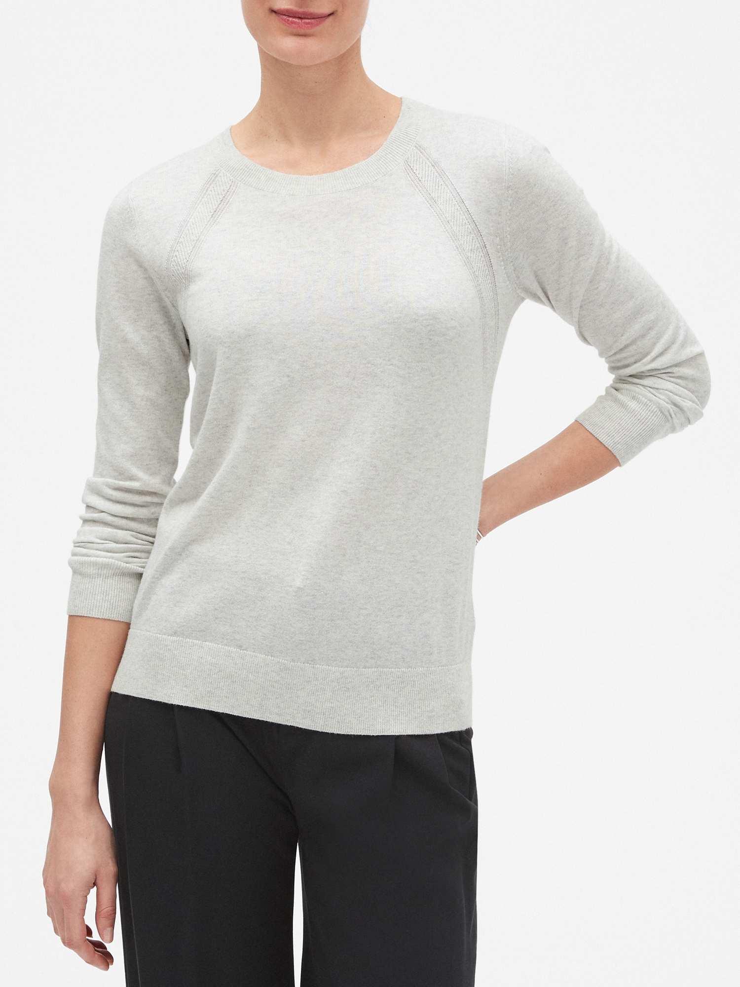 Lyst - Banana Republic Factory Machine Washable Forever Diagonal Ribbed Crew Neck Sweater in Gray
