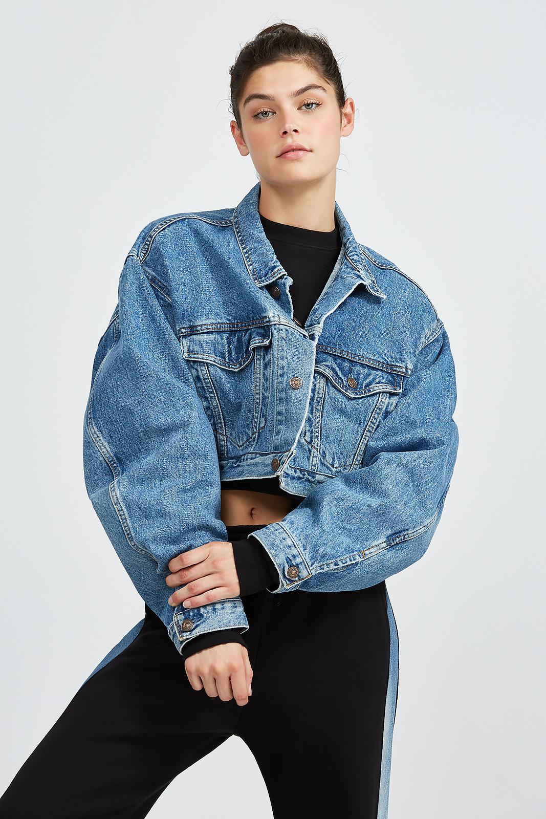 Lyst - RE/DONE Cropped Jacket in Blue