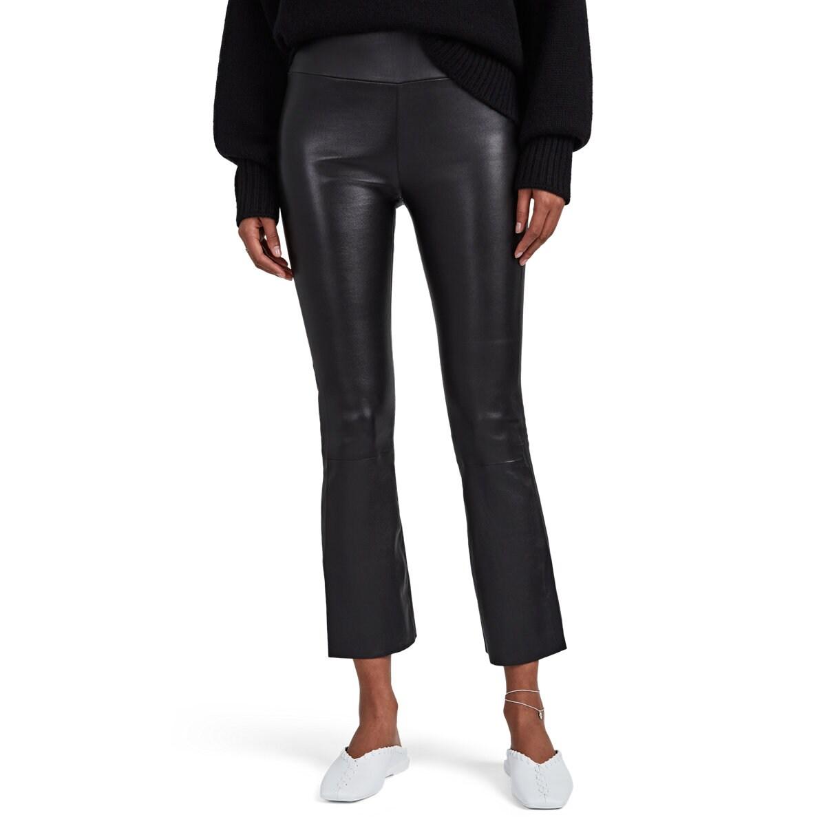 SPRWMN Stretch-leather Flared Crop Pants in Black - Lyst