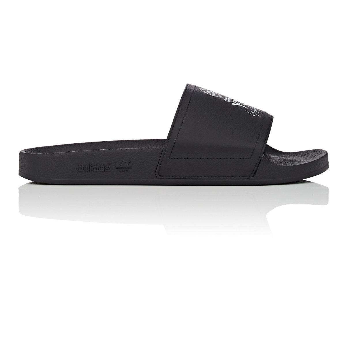 Lyst - Adidas Adilette Leather Slide Sandals in Black for Men
