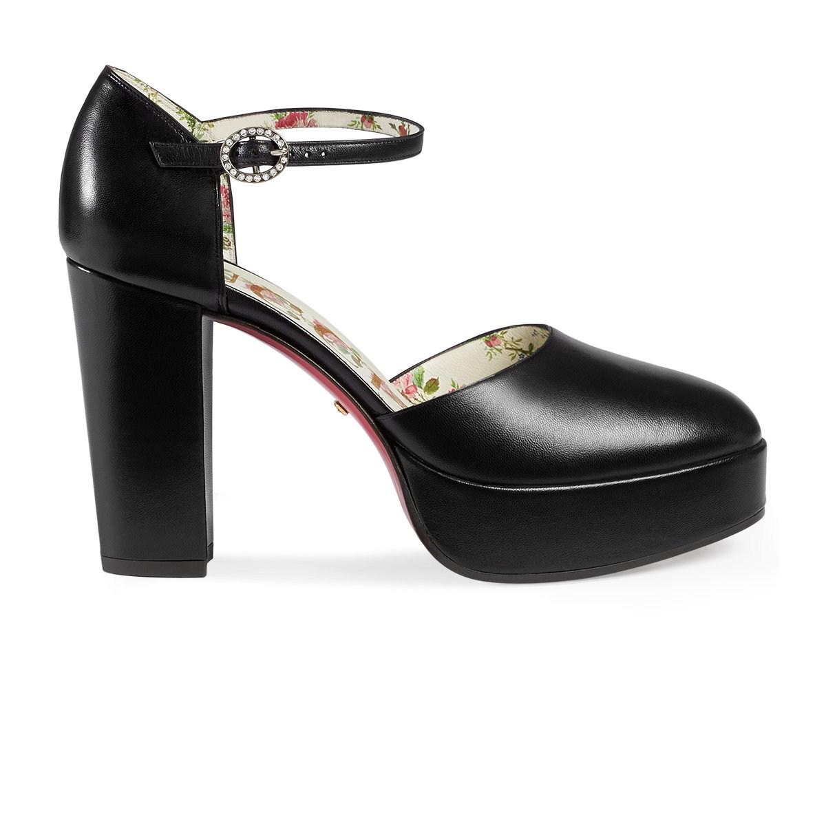 GUCCI Vernice Nappa Crystal Lois Bee Mary Jane Pumps 37 Black 266521