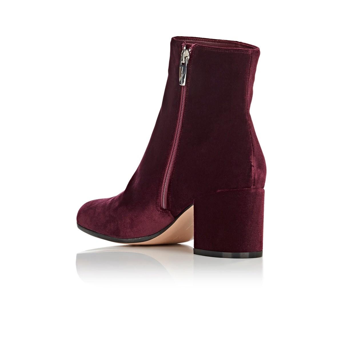 Gianvito Rossi Margaux Velvet Ankle Boots in Dark Purple,Purple (Purple) - Lyst