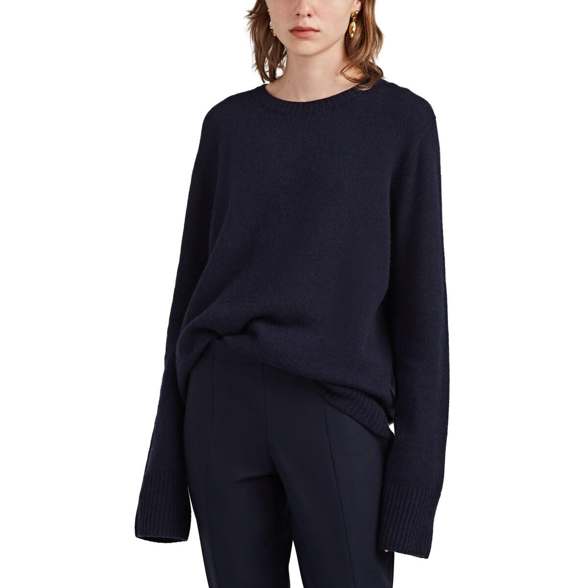 The Row Sibel Wool-cashmere Crewneck Sweater in Navy (Blue) - Lyst