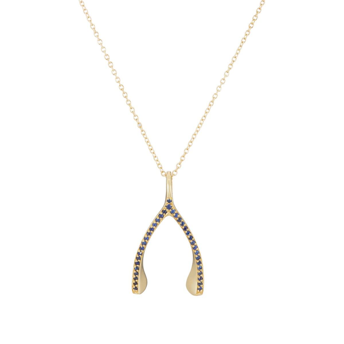 Lyst Jennifer Meyer Sapphire Wishbone Pendant Necklace