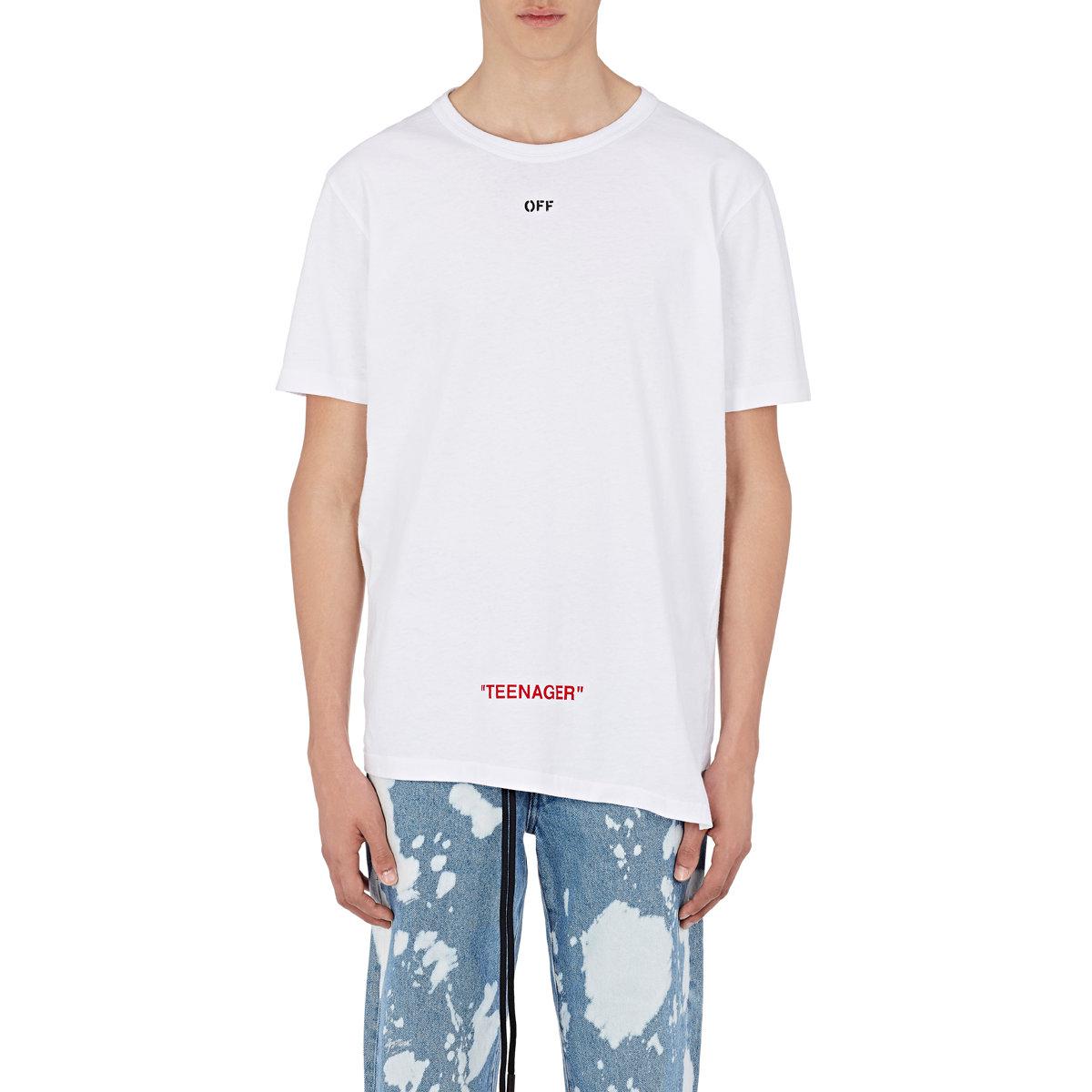 Lyst - Off-White C/O Virgil Abloh youth Wins Spliced Cotton T in White ...