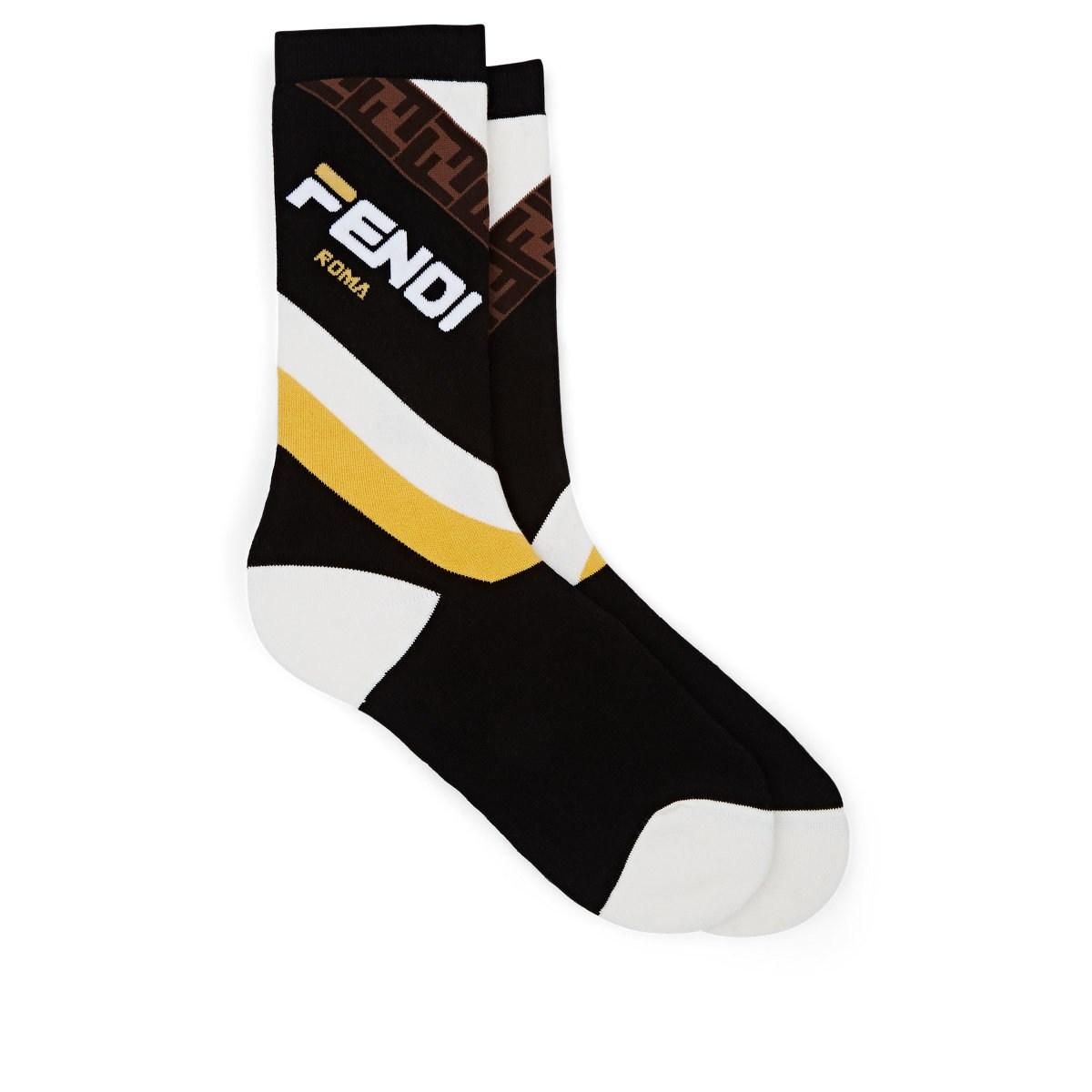 Fendi Mania Cottonblend Midcalf Socks in Black Save 30 Lyst