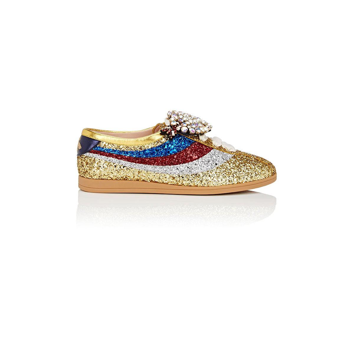 Lyst - Gucci Falacer Glitter Sneakers in Metallic