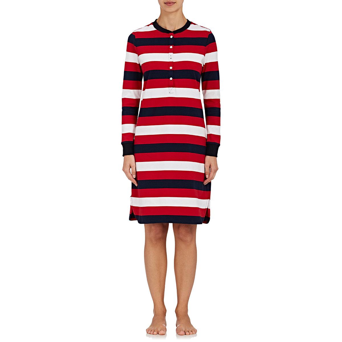 lyst sleepy jones sydney striped cotton henley nightgown in lyst sleepy jones sydney striped cotton henley nightgown in