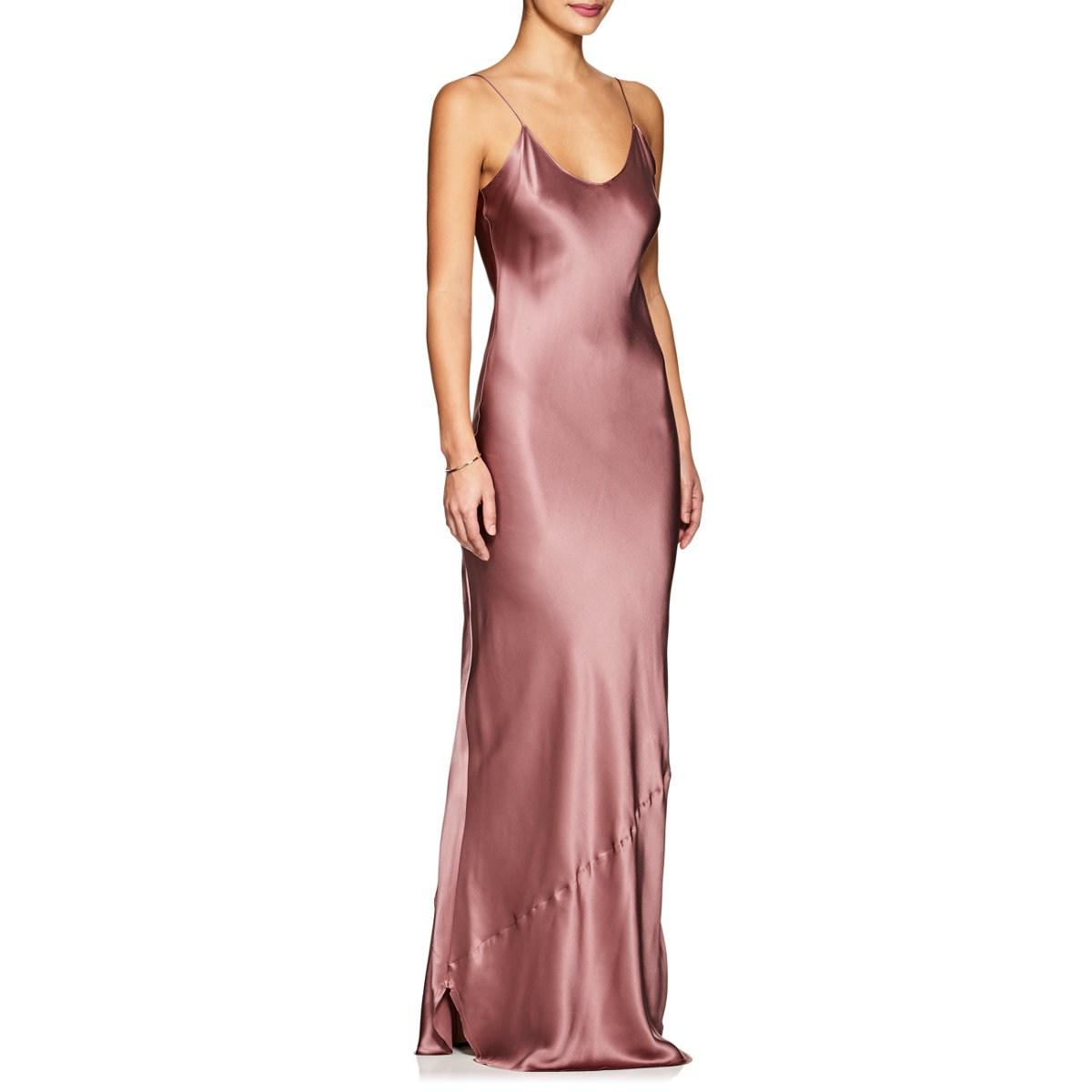 Nili Lotan Silk Maxi Slip Dress in Pink - Lyst
