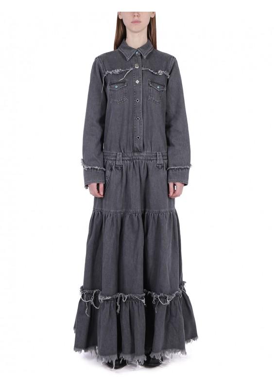 Alanui Denim Long Dress in Gray - Lyst