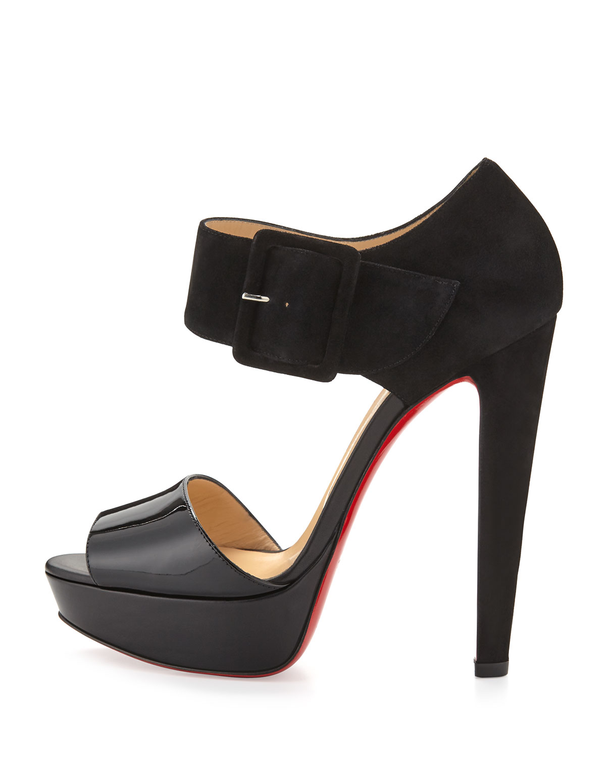 us replica cl shoes - Christian louboutin Haute Rettenue 140mm Red Sole Sandal in Black ...