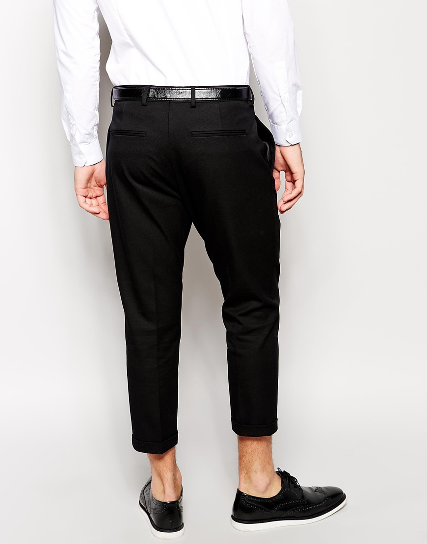 Selected Selected Ankle Grazer Trousers In Tapered Fit in Black for Men ...