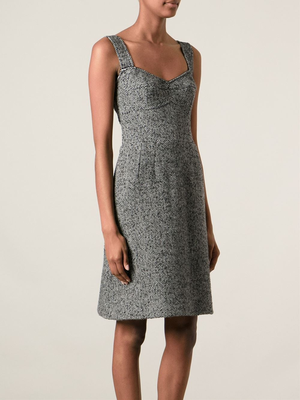 Lyst Dolce & Gabbana Herringbone Pattern Dress in Gray